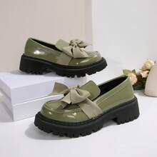 Women's Shoes, Women's Loafers, Thick-Soled Shoes, Bow-Decorated Thick-Soled Loafers, A Variety Of Colors To Choose From, Thick-Soled Slip-Ons That Can Be Worn All Year Round, Local Warehouse Women's Products, Versatile And Comfortable Shoes - 綠色 - 查看 6