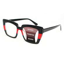 1pc Large Frame Progressive Multifocal Cat Eye Reading Glasses With Comfortable Spring Hinges, Leopard Print Design, Fashion Reading Glasses - Black Middle Red - View 13