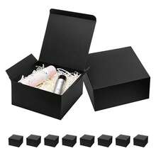 Mcfleet Black Gift Boxes With Lids 8x8x4 Inches 10 Pack Groomsmen Proposal Cardboard Craft Small Gift Box For Christmas, Wedding, Graduation, Holiday, Birthday Presents Packaging - 多色340 - 查看 1