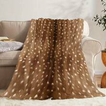 1pc Deer Pattern Flannel Blanket Ultra-Soft Plush All-Season Cozy Throw, Brown Deer Design, Multi-Purpose Sofa Bed Camping Travel Blanket, Contemporary Style Gift For Christmas, Halloween, Birthdays, Housewarming Durable Easy Care Four Seasons Universal Multifunctional Blanket/Perfect Gift, 280GSM Blanket With Modern Aesthetic Design And 2D Printing Technology Is An Ideal Companion For Sofa Napping, Traveling Camping, Home Decoration And Office Embellishment. A Thoughtful Gift For Thanksgiving, Christmas, Valentine's Day, Father's Day, Mother's Day And Other Festivals Special Moments Such As Birthdays, Weddings, Anniversaries And More. Exclusive Gifts For Family Members, Partners, Parents, Grandparents Or Dear Friends. They Are Perfect For Beds,  Living Rooms, Offices, Beaches,Newly Expanded Themed Collections To Meet A Variety Of Styles And Scenar. - 彩色 - 查看 5