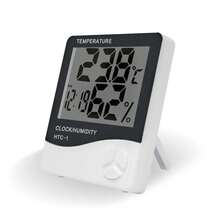 Higrómetro Digital HTC-1 Termómetro De Temperatura Y Humedad Con Reloj y Alarma FOUND Pantalla LCD Grande Multifunción Hogar Oficina Invernadero Laboratorio Alta Precisión Fácil Uso Montaje - Blanco - Ver 2
