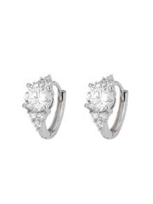 Classical Elegant Stud Earrings For Women Men Couple,5A Cubic Zirconia Stud Earrings,Retro And Unique Design,Classic Jewelry For Ladies Wife Groom,Christmas Thanksgiving Birthday New Year Gifts,Engagement Wedding Gifts For Couple Friend Bride - Silver - View 8