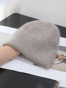 1顶针织帽，女士秋冬帽，针织帽，保暖耳罩，男士帽，户外滑雪保暖毛绒帽，纯色时尚休闲简约大帽 - 針織帽 - 查看 33