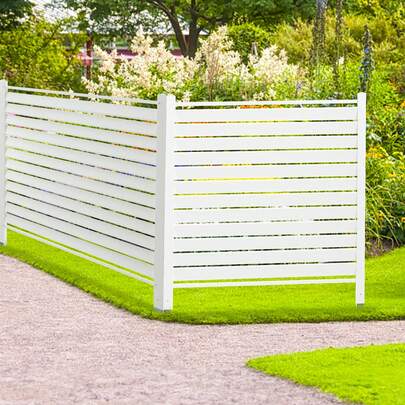 48" W X 48" H Vinyl Privacy Fence Panels, Air Conditioner Fence, Outdoor Privacy Screens For Trash Can, Pool Equipment Enclosure, Privacy Screen Kit Louvered Panels (2 Panels)