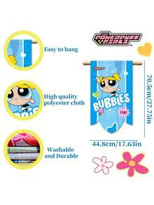 THE POWERPUFF GIRLS 1 Cờ biểu ngữ PPG dễ thương, Phim hoạt hình Powerpuff bay Nữ hoạt hình Q-Version Blossom, Buttercup, Bubbles Trâm cài áo đa năng thời trang Kawaii treo tường phòng ngủ hiện đại Banner chăn thảm trang trí ngoại thất Quà tặng trang trí tiệc ngoài trời trong vườn [Được cấp phép chính thức] - Nhiều màu - Xem 3
