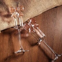 1/2只，粉色蝴蝶结香槟杯 170ml - 晶莹剔透防碎酒杯，适用于婚礼、派对，优雅的香槟杯，适合盛装起泡酒、香槟和鸡尾酒 - 彩色 - 查看 3