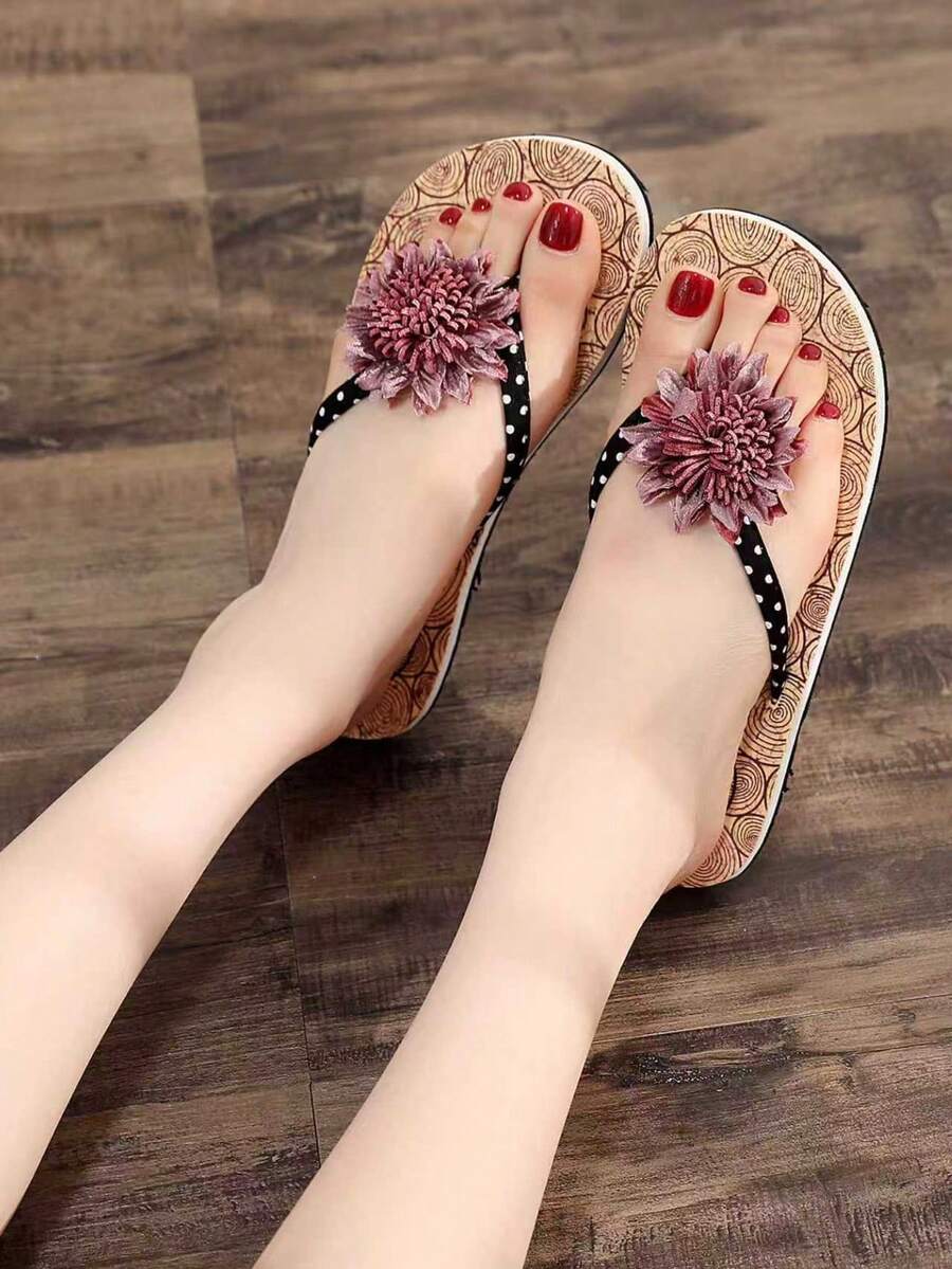 Sandalias tipo chanclas minimalistas y de moda para mujer, chanclas planas tipo slip-on para la playa en verano - Multicolor - Ver 1