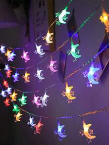 1pc Moon & Star String Lights, Suitable For Wedding, Party, Holiday, Gift, Home Decor, Bedroom Decor, Party Decor, Wall Decor, Birthday Decor, Garden Decor, Festival Decor