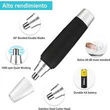 1 pieza Recortador de vellos nasales eléctrico portátil unisex Afeitadora de vello nasal y de orejas para hombres - Recortadora de vello nasal eléctrica con USB para mujeres - Pinza nasal depiladora indolora para cejas y rostro, Regalo para el Día del Padre Recortador eléctrico portátil para vello nasal y auditivo. Recortador facial profesional sin dolor para cejas, sin cable, unisex. Recortador eléctrico de vellos nasales, apto para vellos de la nariz y orejas, afeitadora de vellos nasales para mujeres y hombres, dispositivo de depilación indolora para cejas y rostro. - Negro - Ver 10