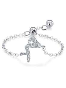 1 pièce Bague réglable minimaliste en lettre arabe en argent sterling 925, cadeau élégant pour les femmes pour le mariage, l'anniversaire, la fête des mères - Argent - Voir 27