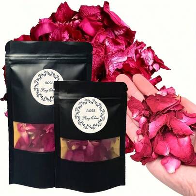 30g Premium Natural Dried Red Rose Petals, High Fragrance Density, Leather Pouch Packaging, Ideal For DIY Spa, Home Fragrance, Candle Making, Party Decor, Crafts - No Feathers, No Electricity, Suitable For Christmas, Thanksgiving, St. Patrick's Day, Mother's Day And Graduation