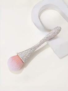 Nuevo cepillo de polvos para la cintura con rhinestones, cepillo de maquillaje de pelo suave extra grande para rubor, herramienta de manicura, artesanal de lujo, regalo elegante para mujeres, amigable para viajar - Blanco - Ver 7