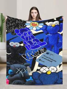 Kawss Merch Kawaii Kaw Blanket For Men Women Warm Cozy Fluffy Throw Blankets For Bed - màu đen - Xem 5