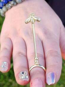 1pc, Golden Bee Cigarette Holder, Elegant Cigarette Holder Ring Rack, Cigarette Finger Clip Ring Holder - Multicolor - View 4