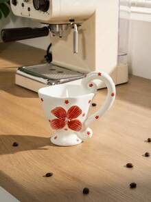 1 Stück kreative handgemachte 3D Blumen Keramik Kaffeetasse mit Henkel, geeignet für Büro, Zuhause und Restaurant - Verschiedenfarbig - Übersicht 5