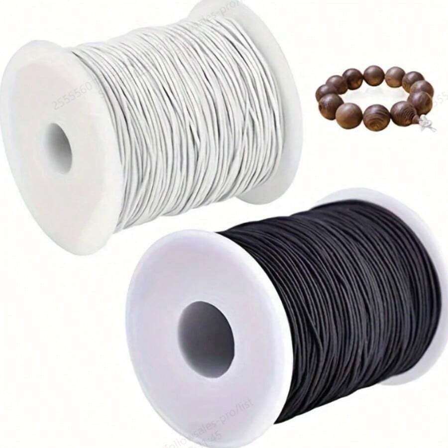 1 rollo de 450 cm de cuerda elástica de nailon con cuentas, hilo elástico de polipropileno para hacer manualidades, joyería y accesorios DIY - A - Ver 1