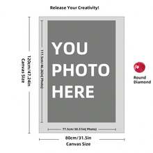 Kit di pittura a diamante personalizzata su misura per adulti, fai da te 5D, arte con punti a forma rotonda/quadrata, con foto, testo e disegno personalizzato, in varie dimensioni (20x25cm), decorazione personalizzata per la casa (Punti rotondi, 30x40cm), kit per adulti, decorazione con pittura a diamanti 5D