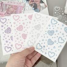 8 Styles Wholesale Cute Mini Butterfly, Heart, Star Shaped Rhinestone Stickers, Suitable For Decorating Scrapbooks, Notebooks, Phone Cases, Face, Strong Adhesiveness, Pink & Blue Color Scheme - Multicolor - View 24
