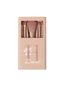 5 pièces/set Ensemble de pinceaux de maquillage portable personnalisable avec miroir, lettres de A à Z, imprimé avec un motif floral simple, ensemble de pinceaux de maquillage en boîte, pinceau de maquillage multifonction avec boîte à miroir, mini stylo de maquillage multifonction, pinceau de fond de teint - multicolore - Voir 21