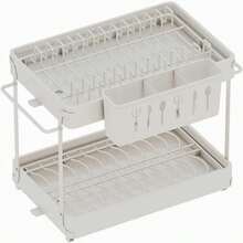 1PC Dish Drying Rack, Dish Drainer Over Sink ,2 Tier Metal With Cutlery Holder Detachable Kitchen Storage Rack ,Conduit Self-Draining ( 40x28x36.5cm) - 白色 - 查看 1
