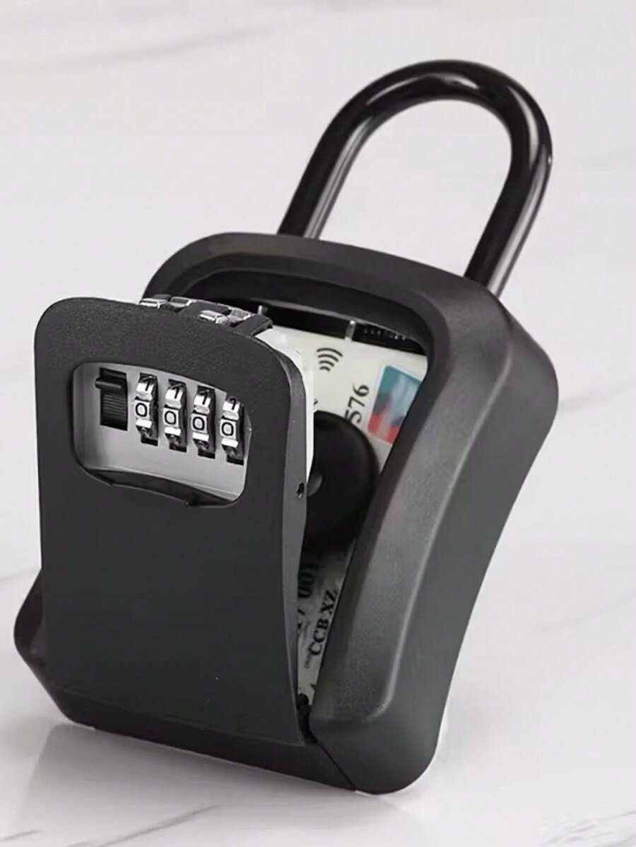 Waterproof Combination Lockbox Wall Mount 4 Digits, Resettable Key Hider Large Key Box With Resettable Combination | Heavy-Duty Outdoor Key Lockbox | Weatherproof Portable Security Box For Home, Office, Airbnb, Or Real Estate Use,Black
