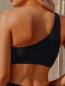 wohenmeili 女士无袖黑色高弹针织比基尼套装，波西米亚风圆领露背设计，饰有圆环，适合海滩度假夏季穿着。 - 黑色 - 查看 10