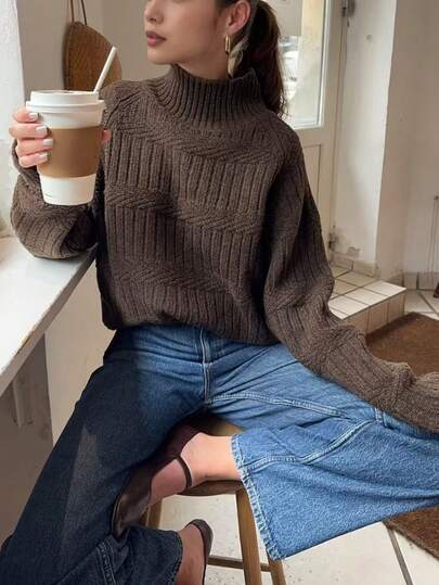 Women's Solid-Color Tops, Round-Neck Long-Sleeved Sweaters, Casual Street Chic, Popular In Autumn And Winter, Versatile For All Occasions, Women's Outwear, Women's Pullover Shirts, Office Outfits For Women,Christmas Sweater,Thanksgiving Outfit For Wome.