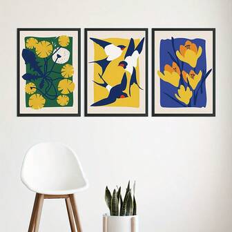 3pcs Modern Simple Canvas Painting, Flowers Canvas Poster, Home Decoration, Wall Art Decor, Modern Art, Home Wall Decor, Living Room Prints
