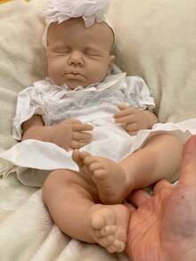18-Inch Lifelike Sleeping Reborn Baby Girl Doll With Openable Mouth, Full Body Soft Silicone, 3D Painted Skin & Bald Details, Waterproof, Flexible, Includes Rooted Hair & Clothes - Perfect Gifts - Multicolor - View 9