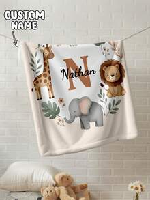 1pc Personalized Blanket, Lightweight Throw Blanket, Birthday, Cozy Earth Tones, Gift, Decor, Heirloom Quality - Multicolor - View 5