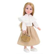 14-Inch Fully Vinyl Coated Girl Doll With Full Outfit And Woven Basket, Casual Style Doll With Smooth Long Hair And Blue Eyes, Cute Girl Toy, Christmas Gift For Friends - The Whole Doll - View 3