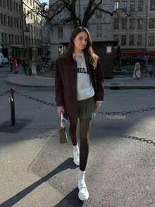 Áo blazer cổ ve lật màu tím phong cách cổ điển Mỹ Milliard, dáng rộng rãi, tối giản, đa năng, thích hợp cho mùa xuân. - Màu tím - Xem 5