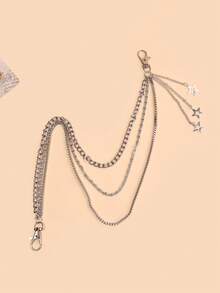1pc Kids Silver Color Fashion Pants Chain Accessory With Star Punk Style