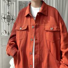 Men Plus Size Denim Jackets - Brown - View 3