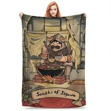 Dungeon Meshi Delicious In Dungeon Senshi Cooking Blankets Soft Warm Flannel Throw Blanket Bedspread For Bed Picnic Travel Couch - màu đen - Xem 1