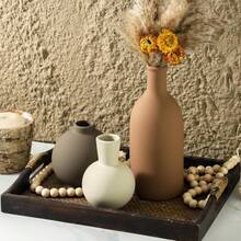 Ceramic Vase Set Of 3, Vases Home Decor Rustic Farmhouse Decorative Vase Pottery Vases For Bouquet Pampas Grass Dried Fresh Flowers, Table Living Room Kitchen Bedroom Bathroom - Brown - 棕色 - 較大 - 查看 7