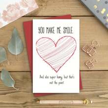 1 Pc Playful You Make Me Smile Love Card Heart Illustration Humorous Greeting Perfect For Boyfriend Girlfriend Anyone Special Family Friends Colleagues Classmates Ideal For All Seasons And Events Like Birthday Anniversary Valentines Day Use As Greeting Card Gift Card Thank You Card Love Card Birthday Card Invitation Card With Envelope Included - Nhiều màu - Xem 2