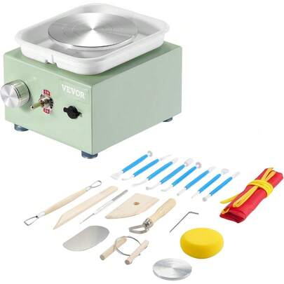 Mini Pottery Wheel Beginners, Complete Pottery Kit With 2 Turntables 2.6in/3.9in And 17 Accessories Tools, 0-300RPM Speed Adjustable, Craft Christmas Gifts Teens Adults