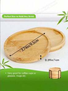 6pcs Bamboo Coaster Set With Holder - Natural Wooden Coasters, Protect Tabletop From Water Stains And High Temperature, Ideal For Home/Bar/Kitchen Decor - Multicolor - View 7