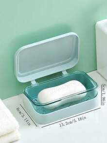 1pc Dual Layer Soap Dish, Creative Drain Soap Holder, Bathroom Shower Travel Soap Box, Minimalist Transparent Storage