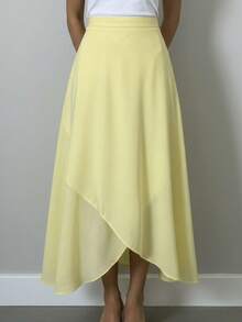 Polka Dot Wrap Pareo Skirt - Màu vàng - Xem 2