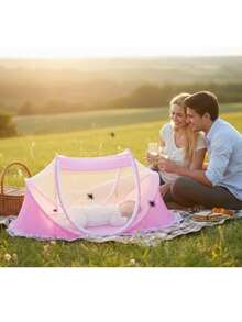 Portable Foldable Moses Basket With Mosquito Net And Mattress - Pink - View 1