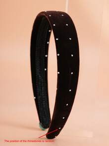 1pc Girls Velvet Rhinestone Headband, Fashionable For Parties Or Everyday Use, Autumn/Winter - Hairband - View 7