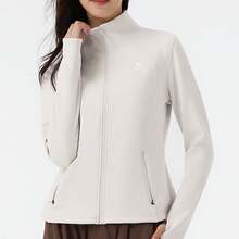 CAMEL CROWN Women's Outdoor Fleece Jacket Autumn/Winter Yoga Jacket Warm, Flattering And Slimming Hiking And Outdoor Wear Fashionable Stand Collar With Fleece Lining Sportswear