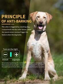 Collare Per Cani USB Rechargeable Automatic Anti Bark Dog Training Collar With 7 Sensitivity Levels Static Shock Beep Modes Nylon Collar Ultrasonic Pet Barking Stopper Trainer Device For Dogs Pet Supplies Holiday Gifts Collare Cane  - Multicolor - View 3