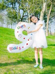 1pc32 Inch White Birthday Digital Smiling Face Daisy Aluminum Film Balloon Baby Birthday Photo Prop Digital Decoration Internet Celebrity Sun - Multicolor - View 17