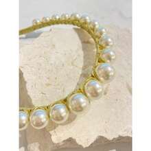 - Emma Pearl Statement Headband Large Pearl Fashion Headband For Women Bridal Hair Accessory Wedding Party Formal And Dressy Occasions - White - View 6