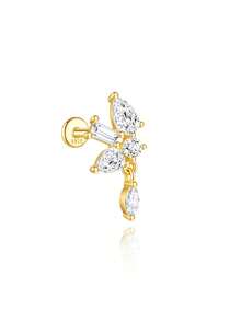 1pc 925 Sterling Silver Flat Back Stud Earrings For Women Hypoallergenic Tragus Helix Cartilage 18K Gold Plated Conch Nose Earring Helix Tragus Piercing Jewelry - Gold - View 21