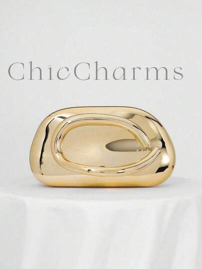 Vintage Metal Decor Box Form Evening Clutch Bag, Gala Party Handväska, Formell Klänning Väska, Present För Kvinnor, Modekedja Axel Crossbody Bag