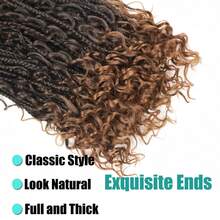 1/7 paquetes de trenzas de diosa de 10-24 pulgadas con extremos rizados, trenzas de crochet sintéticas de 3X - Multicolor - Ver 5